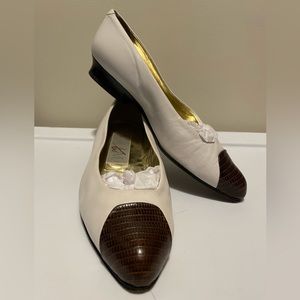 Joan and David Too White Leather Brown Cap Toe - 8